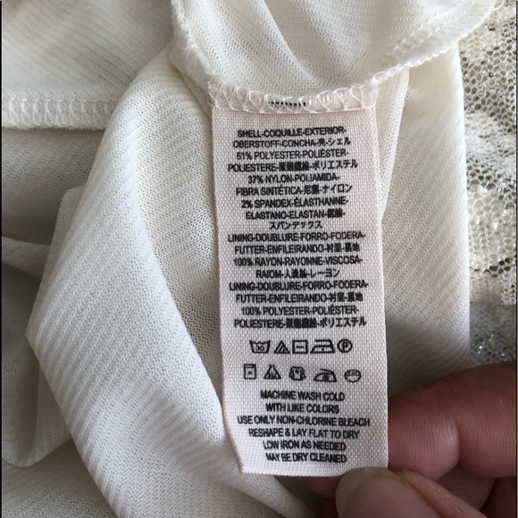 Free People Cream & Gold Lace Spaghetti Strap Dress Size Medium Asymmetrical Hem - Picture 7 of 9